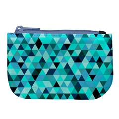 Teal Triangles Pattern Large Coin Purse by LoolyElzayat