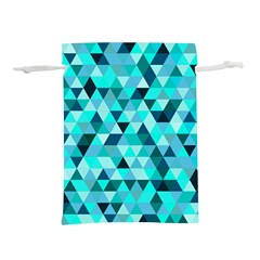 Teal Triangles Pattern Lightweight Drawstring Pouch (l) by LoolyElzayat