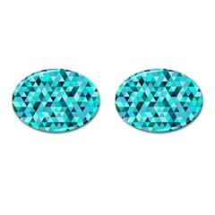 Teal Triangles Pattern Cufflinks (oval) by LoolyElzayat