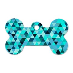 Teal Triangles Pattern Dog Tag Bone (one Side) by LoolyElzayat