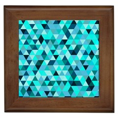 Teal Triangles Pattern Framed Tile by LoolyElzayat