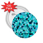 Teal Triangles Pattern 2.25  Buttons (100 pack)  Front