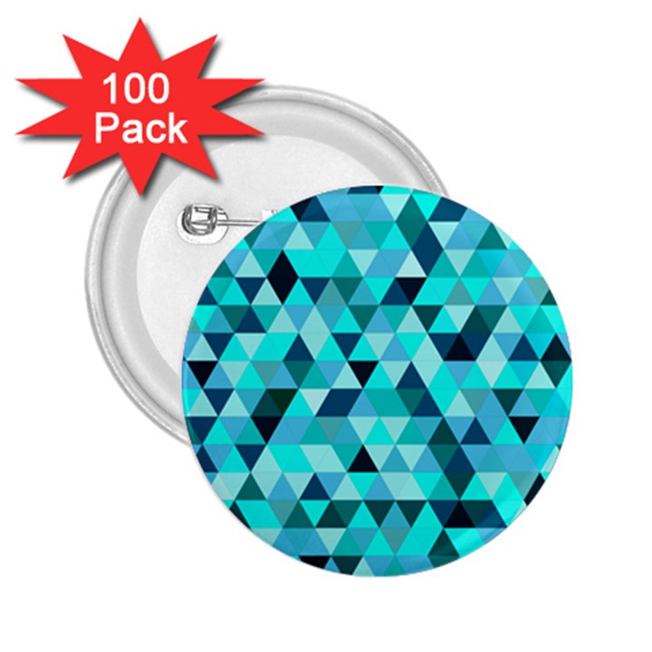 Teal Triangles Pattern 2.25  Buttons (100 pack) 