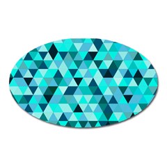 Teal Triangles Pattern Oval Magnet by LoolyElzayat