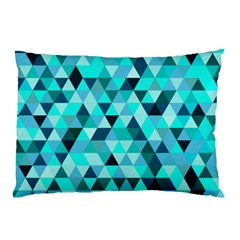 Teal Triangles Pattern Pillow Case by LoolyElzayat