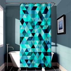 Teal Triangles Pattern Shower Curtain 36  X 72  (stall)  by LoolyElzayat