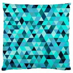 Teal Triangles Pattern Large Cushion Case (one Side) by LoolyElzayat