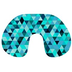 Teal Triangles Pattern Travel Neck Pillow by LoolyElzayat