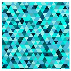 Teal Triangles Pattern Wooden Puzzle Square by LoolyElzayat