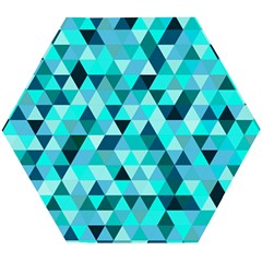 Teal Triangles Pattern Wooden Puzzle Hexagon by LoolyElzayat