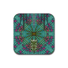 The Most Beautiful Rain Over The Stars And Earth Rubber Coaster (square)  by pepitasart