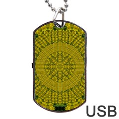 Flowers In Yellow For Love Of The Nature Dog Tag Usb Flash (one Side) by pepitasart