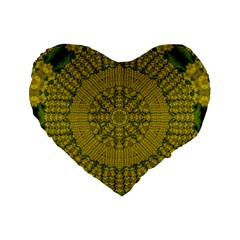 Flowers In Yellow For Love Of The Nature Standard 16  Premium Flano Heart Shape Cushions by pepitasart