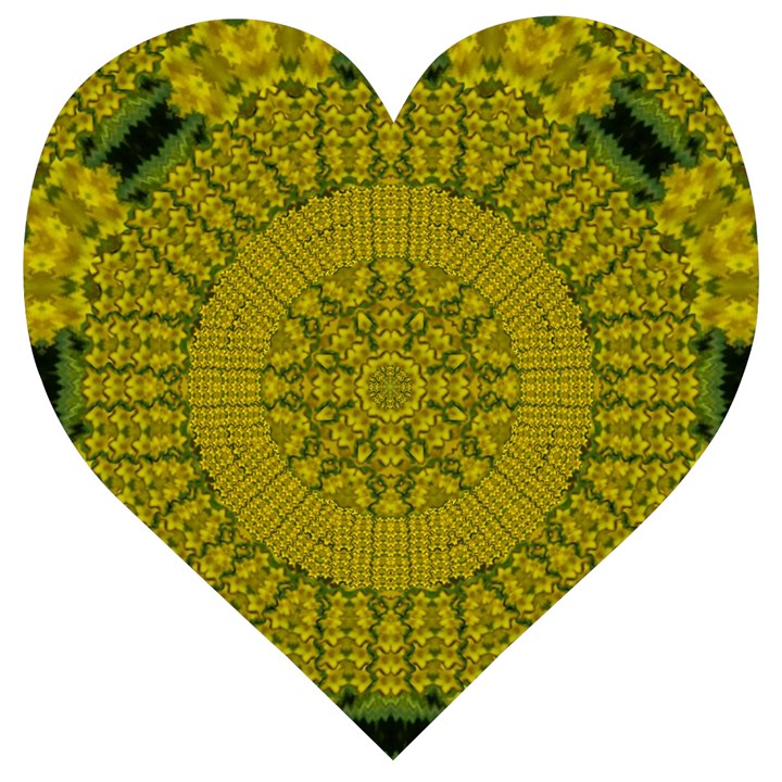 Flowers In Yellow For Love Of The Nature Wooden Puzzle Heart