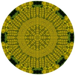 Flowers In Yellow For Love Of The Nature Wooden Puzzle Round by pepitasart