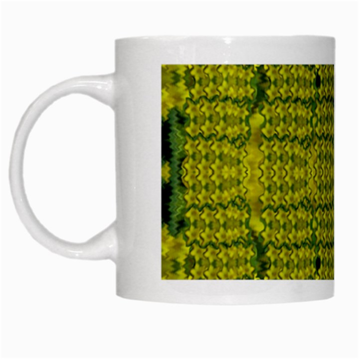 Flowers In Yellow For Love Of The Decorative White Mugs