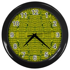 Flowers In Yellow For Love Of The Decorative Wall Clock (black) by pepitasart