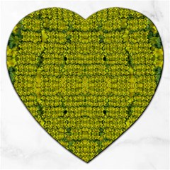 Flowers In Yellow For Love Of The Decorative Jigsaw Puzzle (heart) by pepitasart