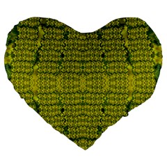 Flowers In Yellow For Love Of The Decorative Large 19  Premium Heart Shape Cushions by pepitasart