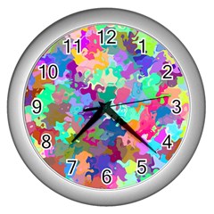 Colorful Spots                                   Wall Clock (silver) by LalyLauraFLM