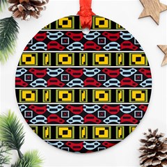 Rectangles And Other Shapes Pattern                                    Ornament (round) by LalyLauraFLM