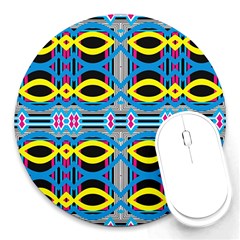 Yellow And Blue Ovals                                     Round Mousepad by LalyLauraFLM