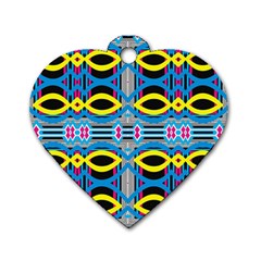 Yellow And Blue Ovals                                     Dog Tag Heart (one Side) by LalyLauraFLM