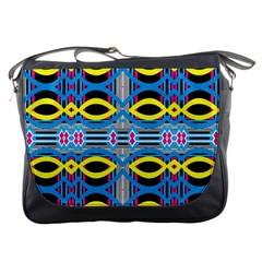 Yellow And Blue Ovals                                     Messenger Bag by LalyLauraFLM