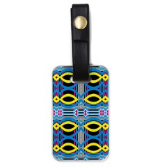 Yellow And Blue Ovals                                     Luggage Tag (one Side) by LalyLauraFLM