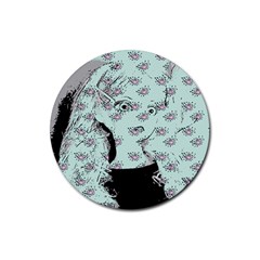 Wide Eyed Girl Rubber Round Coaster (4 Pack)  by snowwhitegirl