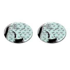 Wide Eyed Girl Cufflinks (oval) by snowwhitegirl