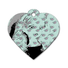 Wide Eyed Girl Dog Tag Heart (two Sides) by snowwhitegirl