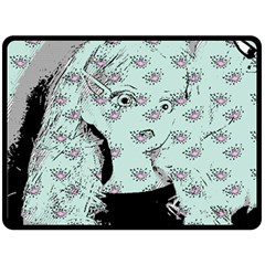 Wide Eyed Girl Fleece Blanket (large)  by snowwhitegirl