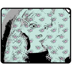 Wide Eyed Girl Fleece Blanket (medium)  by snowwhitegirl