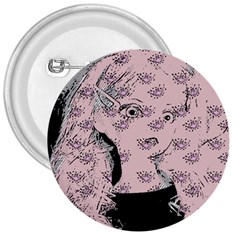 Wide Eyed Girl Pink 3  Buttons by snowwhitegirl