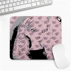 Wide Eyed Girl Pink Large Mousepads by snowwhitegirl