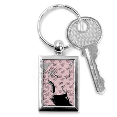 Wide Eyed Girl Pink Key Chain (rectangle) by snowwhitegirl