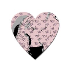 Wide Eyed Girl Pink Heart Magnet by snowwhitegirl