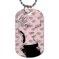 Wide Eyed Girl Pink Dog Tag (one Side) by snowwhitegirl