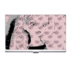 Wide Eyed Girl Pink Business Card Holder by snowwhitegirl