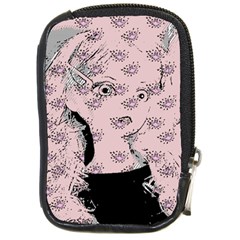 Wide Eyed Girl Pink Compact Camera Leather Case by snowwhitegirl