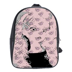 Wide Eyed Girl Pink School Bag (large) by snowwhitegirl