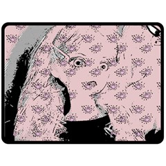 Wide Eyed Girl Pink Fleece Blanket (large)  by snowwhitegirl