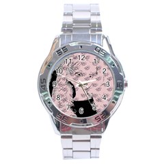 Wide Eyed Girl Pink Stainless Steel Analogue Watch by snowwhitegirl