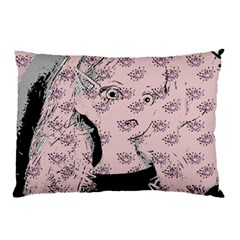 Wide Eyed Girl Pink Pillow Case (two Sides) by snowwhitegirl