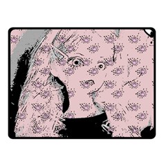 Wide Eyed Girl Pink Double Sided Fleece Blanket (small)  by snowwhitegirl