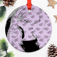 Wide Eyed Girl Lilac Ornament (round) by snowwhitegirl