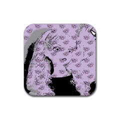 Wide Eyed Girl Lilac Rubber Coaster (square)  by snowwhitegirl