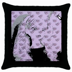 Wide Eyed Girl Lilac Throw Pillow Case (black) by snowwhitegirl