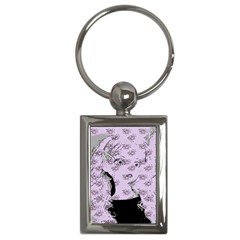 Wide Eyed Girl Lilac Key Chain (rectangle) by snowwhitegirl